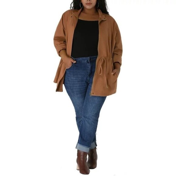 Agnes Orinda Women's‎ Plus Size Jacket Lightweight Anorak Drawstring Utility 3X - Picture 1 of 12